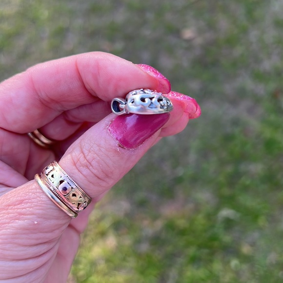 Sterling Silver Scroll Open Heart Small Charm or Pendant - Picture 13 of 17